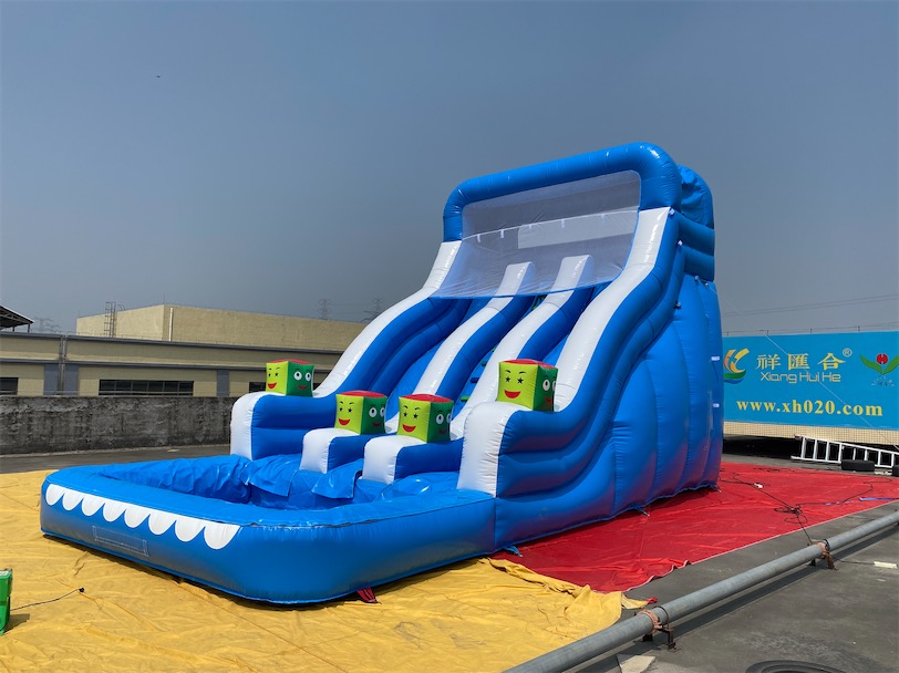 蓝白充气水滑梯出售