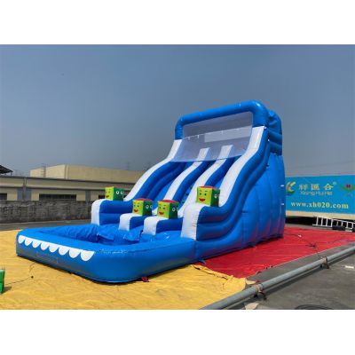 蓝白充气水滑梯出售